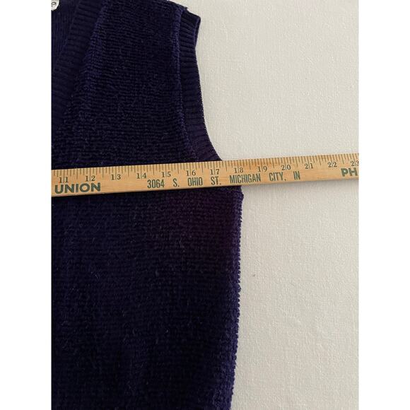 VTG 70s Women's Penrose Sweater Vest Cardigan Navy Blue size M - Picture 6 of 6